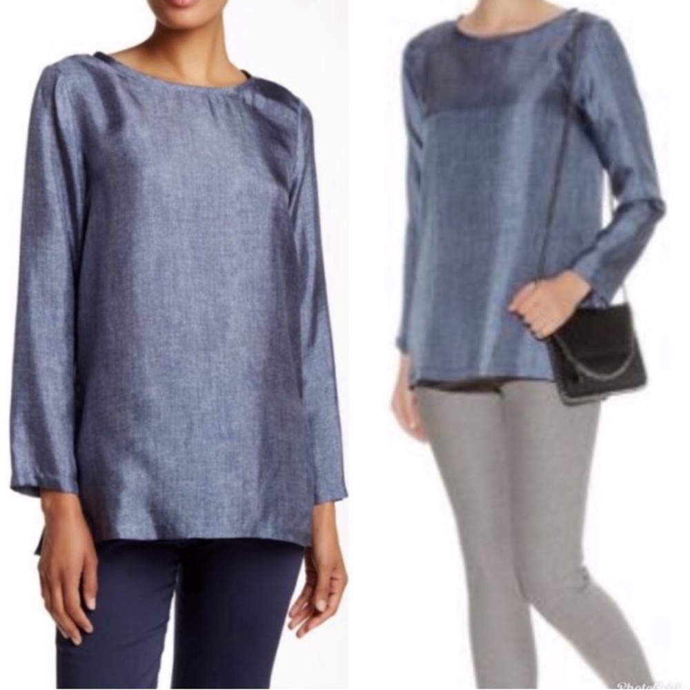 MaxMara Arte Chambray Silk Tunic Top